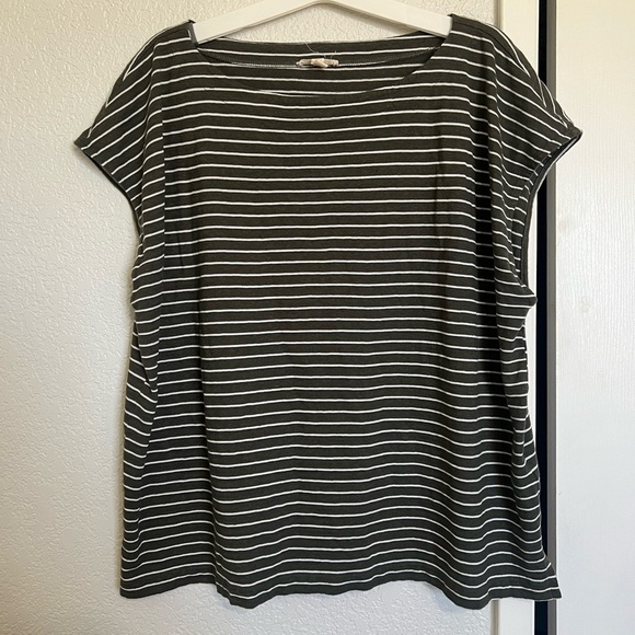 Eileen Fisher Tops - Eileen Fisher Hemp Organic Cotton Striped Sleeve Top